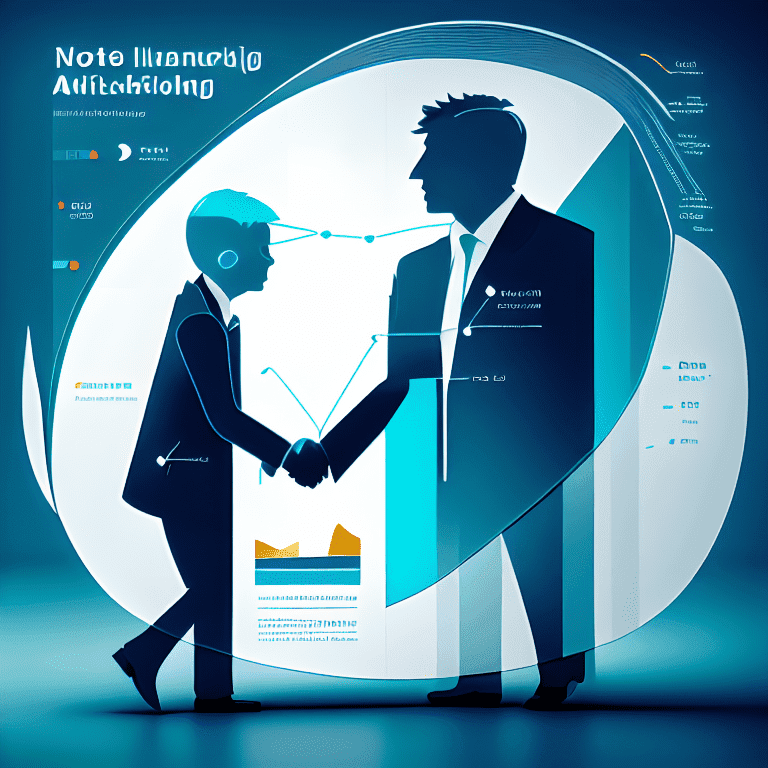 two individuals shaking hands in front of a stock market chart