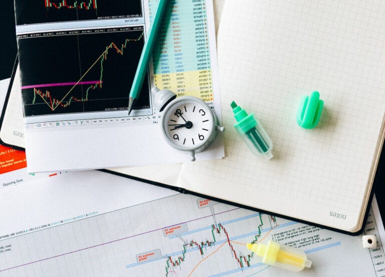 a stock market chart pattern on a paper