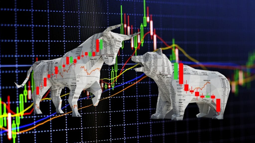 Bullish and Bearish trading pattern icon.