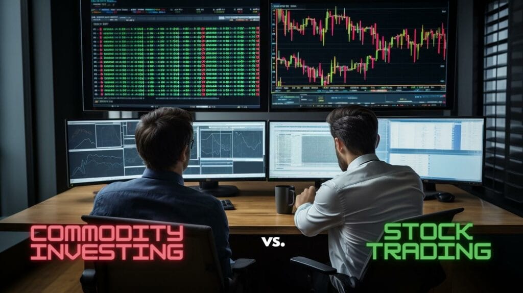 Two investors representing Commodity Investing and Stock Trading