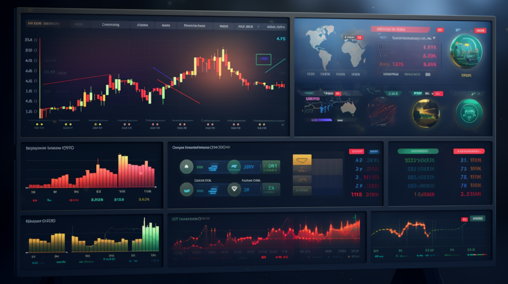 A forex trading charts on screen with highlighted order blocks.