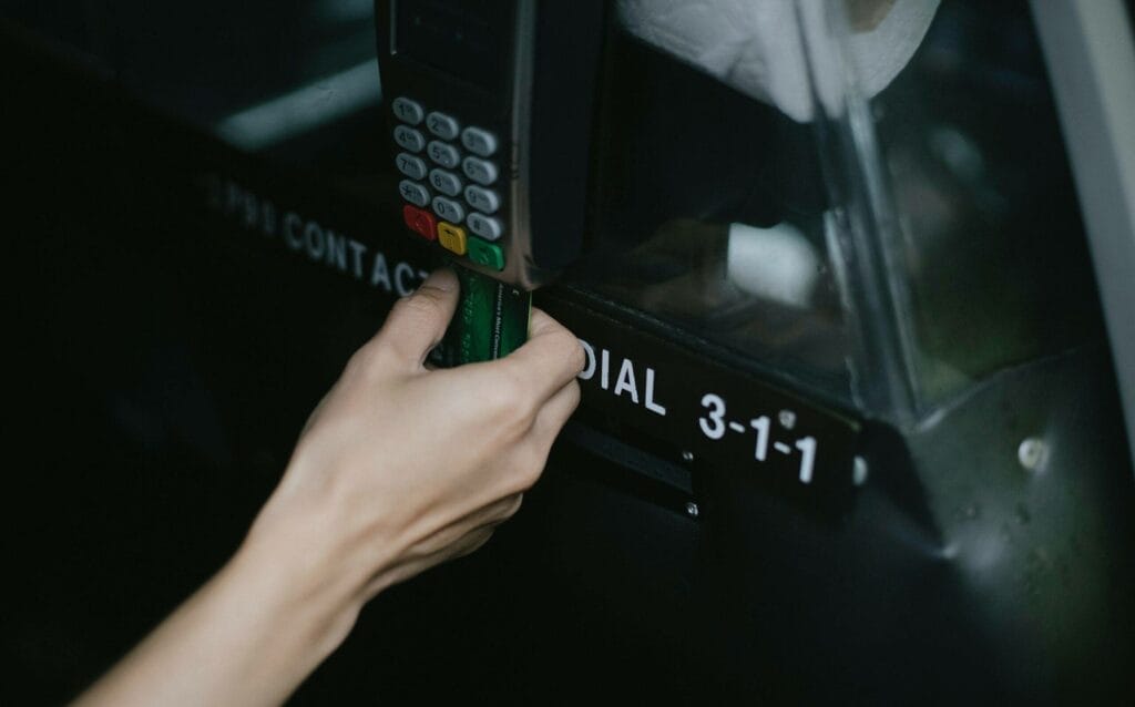 Act of verifying details in an ATM machine.