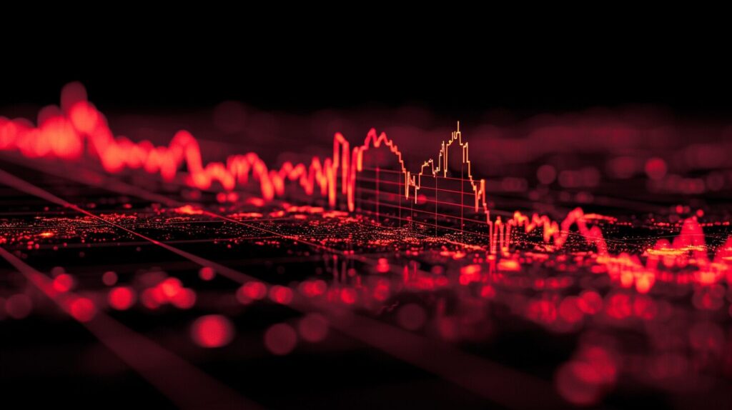 3D line graph, descending channel, bearish market