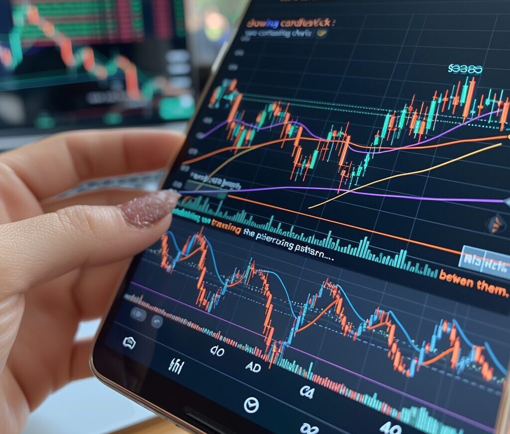 Candlestick charts transitioning with piercing pattern