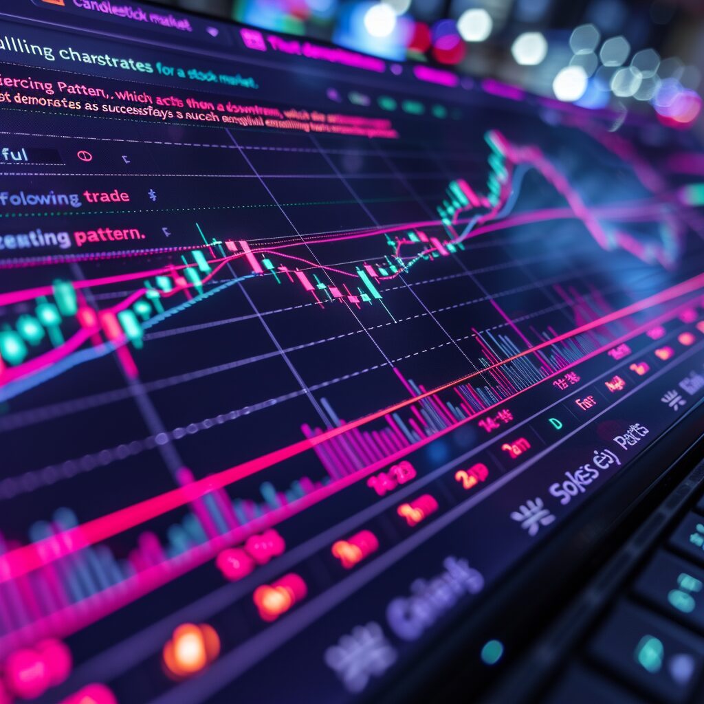 Candlestick charts with bullish Piercing Pattern and strategic trade