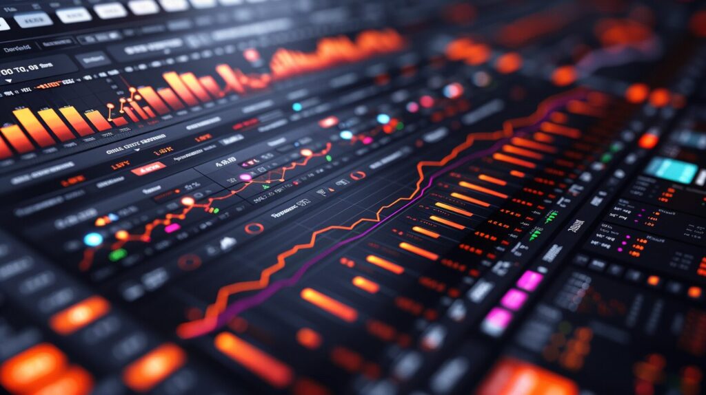 Close-up of vibrant Thinkorswim Footprint Chart with volume spikes and colorful price movements.