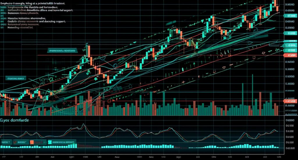 Descending triangle on stock chart with bullish breakout