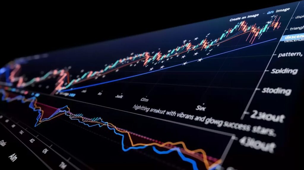 Descending triangle pattern on stock chart with success