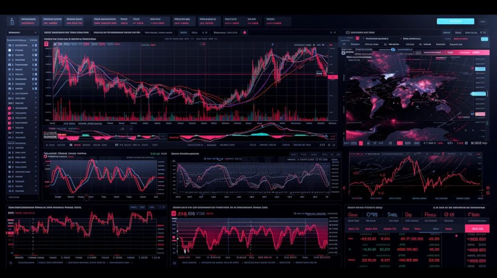 Split-screen of wedge and pennant patterns on color-coded stock charts.