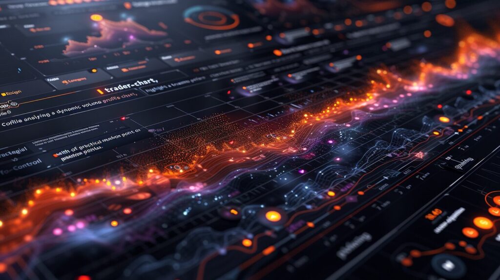 Trader analyzing volume profile chart with strategic markers