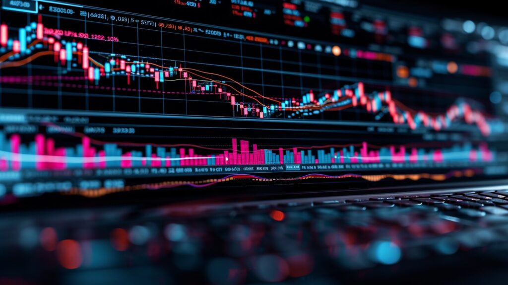 Vibrant forex chart with inside bar patterns.